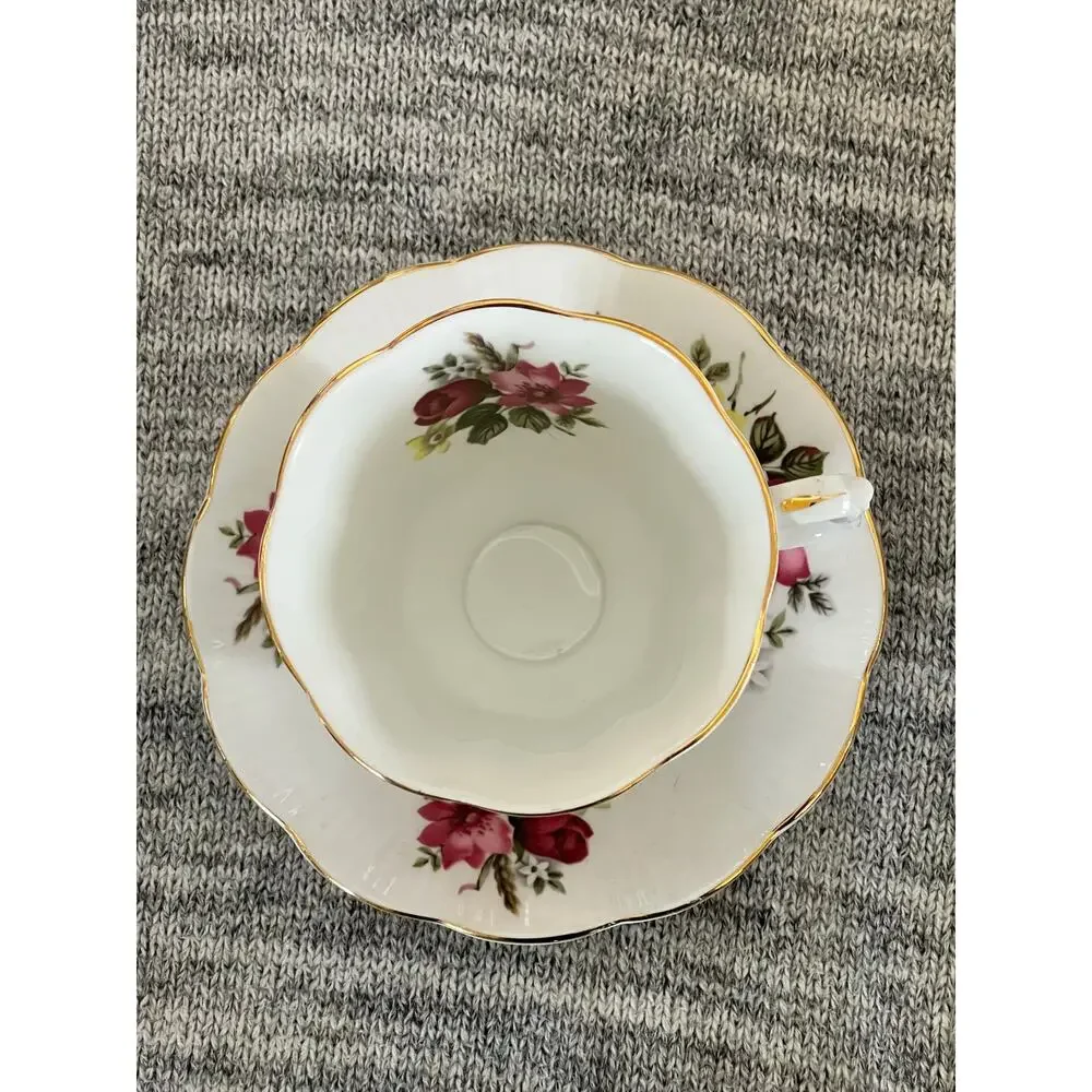 Royal Albert Bone China Teacup & Saucer Flowers Golden Trim